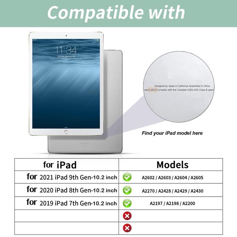 Solid Color Tablet Case, All-inclusive Anti-fall Tablet Protective Cover without Pen Tray, Tablet Protector for iPad 9th 8th 7th, iPad Air4th Air5th (10.9-Inch), iPad Pro 11 (2020 2021 2022)