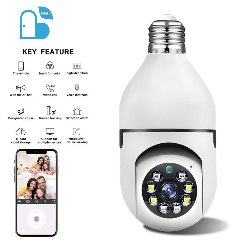 Light bulb camera,Bulb Security Camera 2.4 5Ghz- Panoramic 3 Megapixel Indoor Outdoor Full Color Day Night Camera, Motion Detection, Sound & Light Alarm, Two-Way Audio, Home Yard Store Only Camera，Limited Time Offer,Back to school gifts