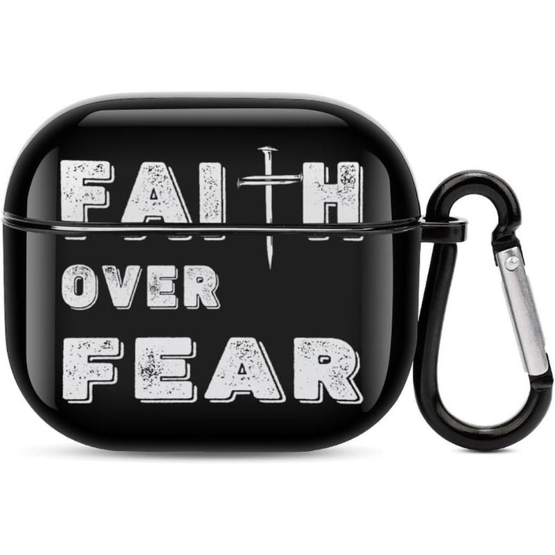 Jesus Faith Over Fear Christian Bluetooth Earbuds Case Cover for Airpods 3 with Keychain,Unisex Shockproof Protective Wireless Charging Case Cover