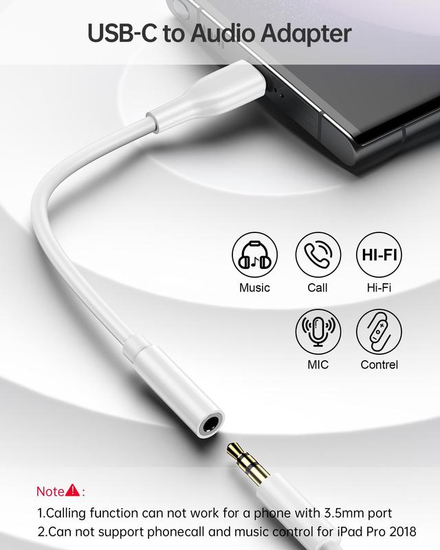 AILKIN USB C to 3.5mm Audio Jack Adapter, 2Pack Aux Cord to iPhone 16Pro Max Dongle Headphone Jack Adapter with Microphone, Apple Adapter Headphone Jack for Samsung Galaxy S24 S23, Google Pixel 8 7 Accessories Compact Noise Plug Receiver Device Wireless