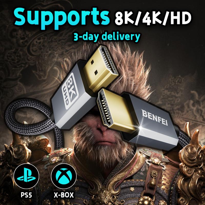 BENFEI 8K HDMI to HDMI Cable, Certified Ultra High Speed HDMI Cable 4K@240Hz, 8K@60Hz, HDMI 2.1, 6 Feet, 48Gbps, Aluminum Shell, Nylon Braided
