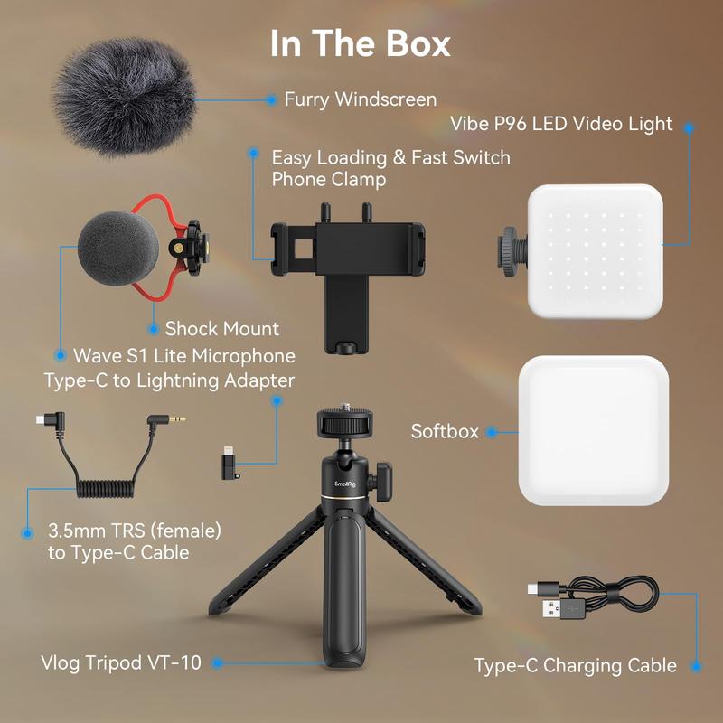 [Holiday Deal]SmallRig Phone Vlogging Kit for iPhone, Content Creator Smartphone Kit for YouTube and TikTok Starter, Video Equipment with Phone Tripod, Phone Mount   LED Video Light   Shotgun Mic - 4369 4364 4367 Selfie Accessories
