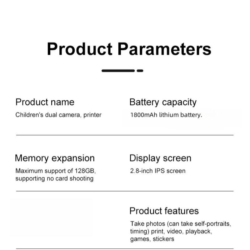 Instant Camera, 1 Count Multifunctional Digital Camera with Printing Function, Creative Toy & Heartfelt Birthday Gift, Rechargeable Camera for Girls