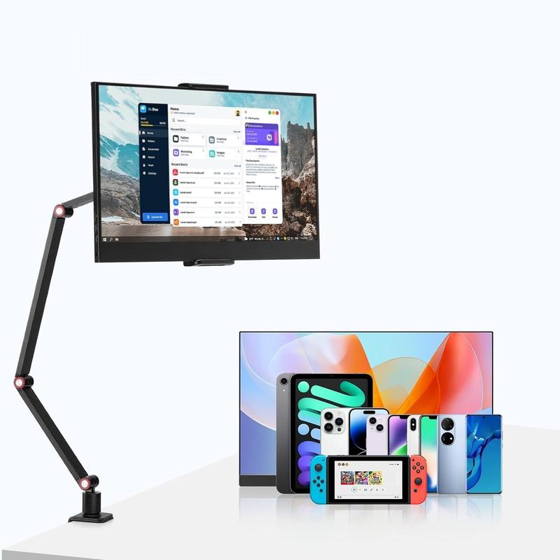 UGIFT Tablet Stand Holder for iPad and Portable Monitor - 360° Rotate Base, Hands-Free Use, Compatible with All Devices