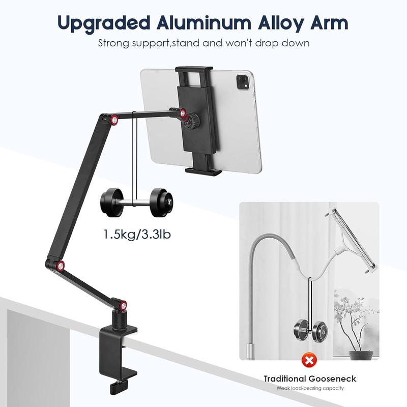 UGIFT Tablet Stand Holder for iPad and Portable Monitor - 360° Rotate Base, Hands-Free Use, Compatible with All Devices