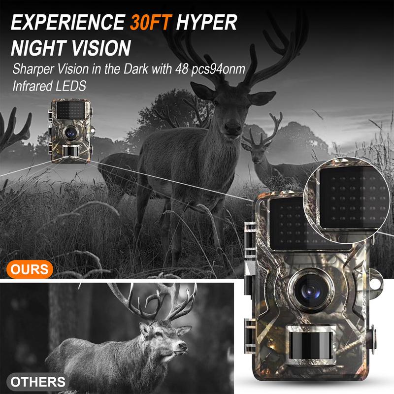 1pc Hunting Camera With 2-Inch Screen, HD Wildlife Trail Camera, Night Vision PIR 393.7inch, 0.8s Trigger Motion Activated, For Outdoor Wildlife Monitoring Camouflage