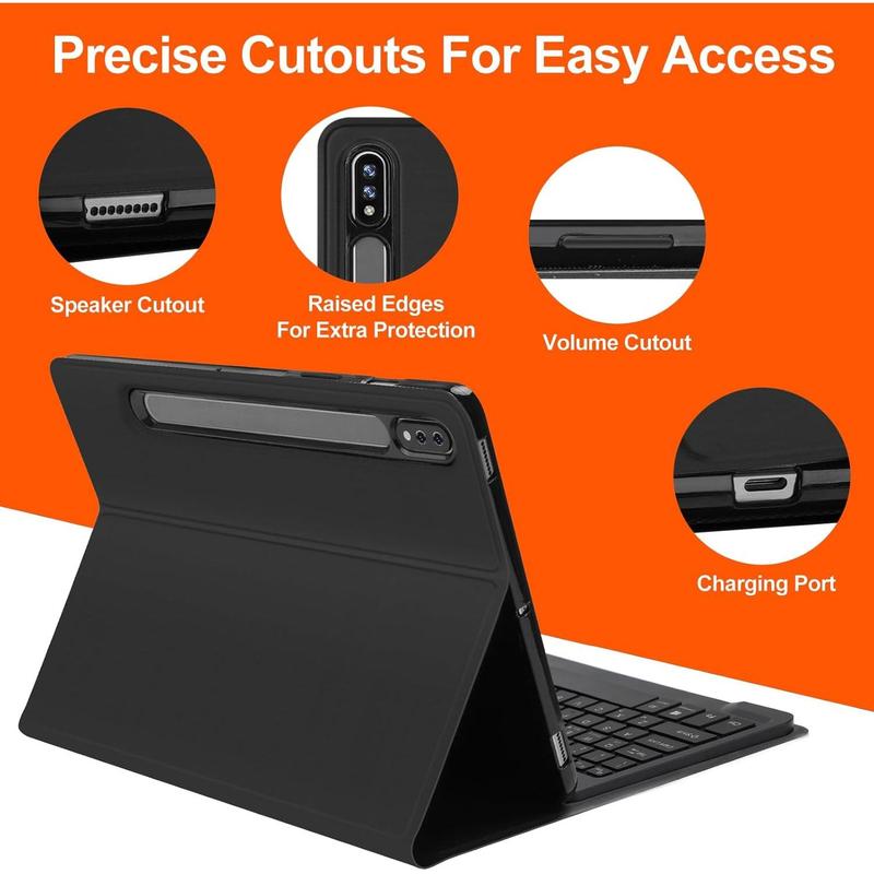 case for Galaxy Tab S9 with Keyboard Case  12.4 Inch 2023, Magnetic Detachable Bluetooth Keyboard, Smart Folio Cover with S Pen Holder, Galaxy Tab S7 FE S8 Keyboard, Type-C Rechargeable