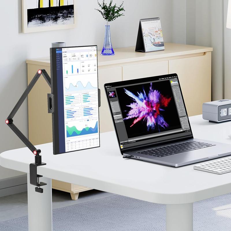 UGIFT Tablet Stand Holder for iPad and Portable Monitor - 360° Rotate Base, Hands-Free Use, Compatible with All Devices