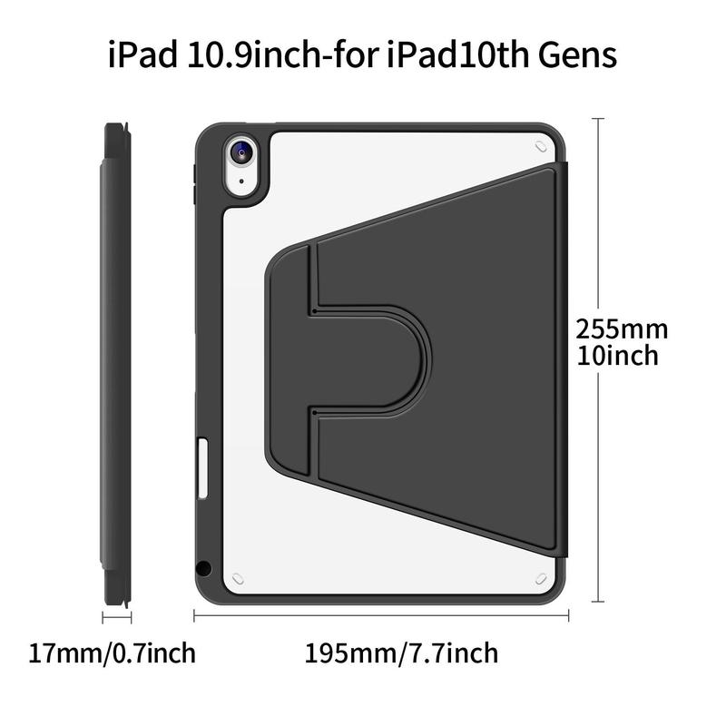 Spring Rotating PU Leather Tablet Case for Summer, Transparent Shell Shockproof Tablet Protective Cover, Tablet & Computer Accessories for iPad 10.9 11inch-for iPad Air4 5 & iPad Pro1 2 3 4 5 6