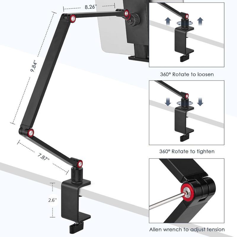 UGIFT Tablet Stand Holder for iPad and Portable Monitor - 360° Rotate Base, Hands-Free Use, Compatible with All Devices