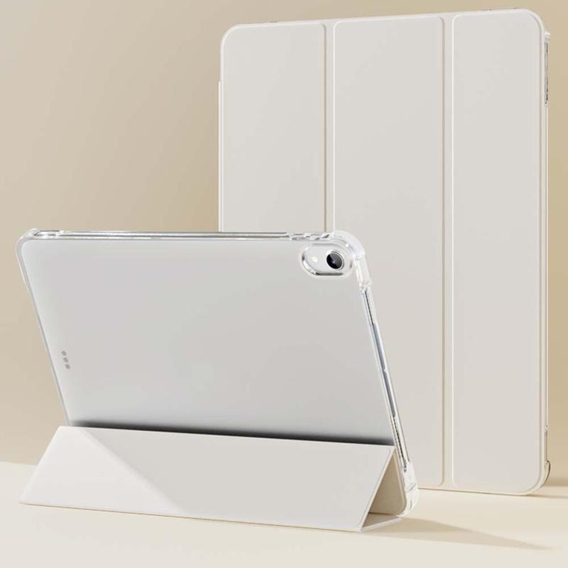 Shockproof Clear Tablet Case With Stand, 1 Count Auto Sleep Wake Slim Smart Cover, Translucent Soft TPU Shockproof Case With Pencil Holder Compatible With iPad Air4 5th 10.9inch, iPad 7 8 9th 10.2 inch, iPad 10th 10.9 inch