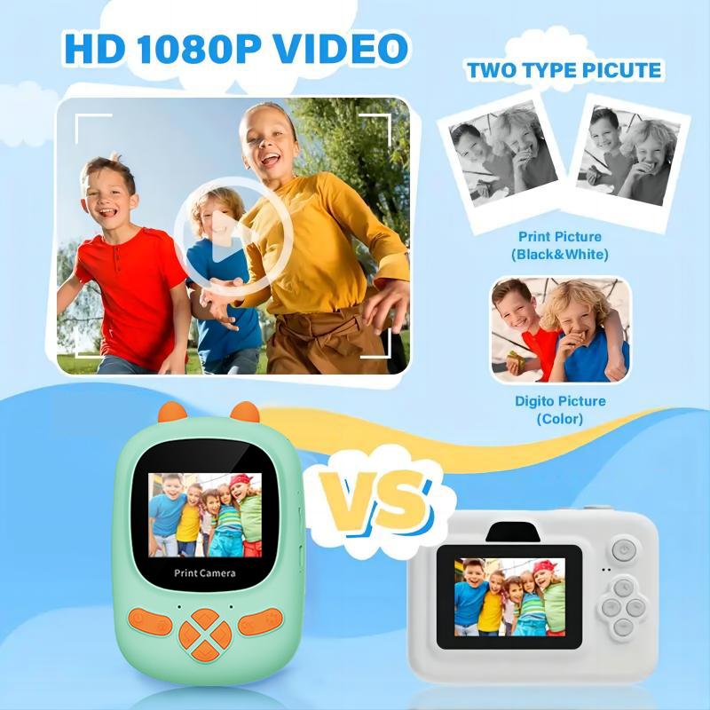 New Kids Camera Instant Print Upgraded Version 2.4 Inch Screen with 32GB 1080P Video Recorder and 3 Rolls of Paper Birthday Christmas Gift