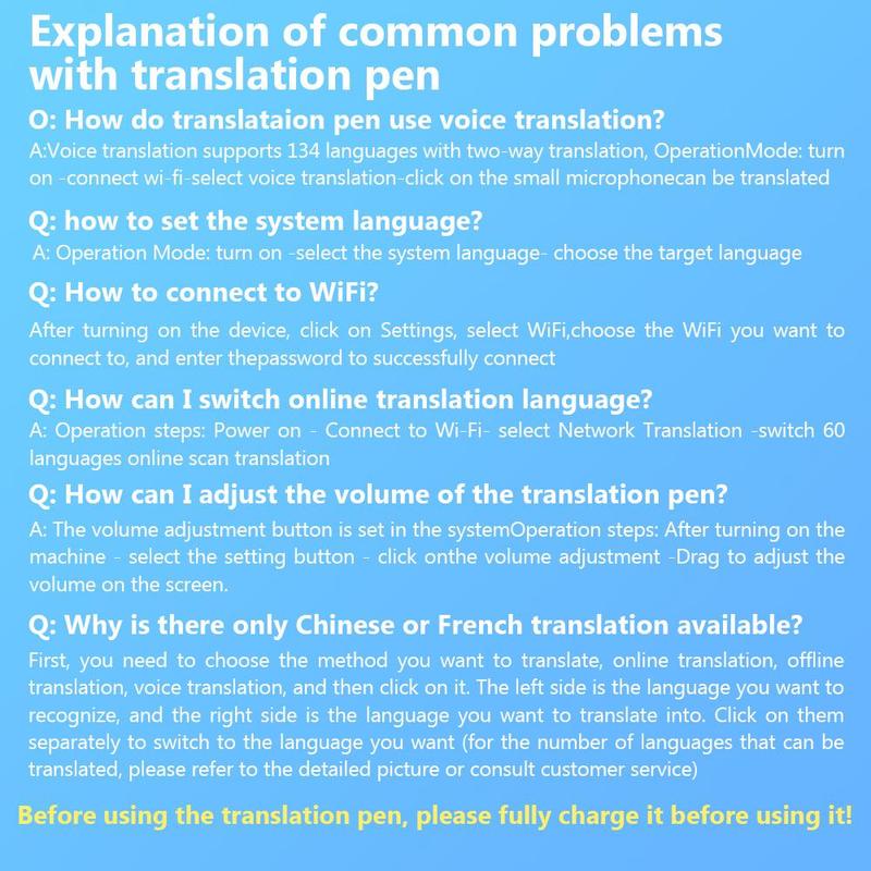 Smart Translation Pen, Rechargeable Multifunctional Language Translator Pen, Language Translator Device, Translator Pen for Travel, Study
