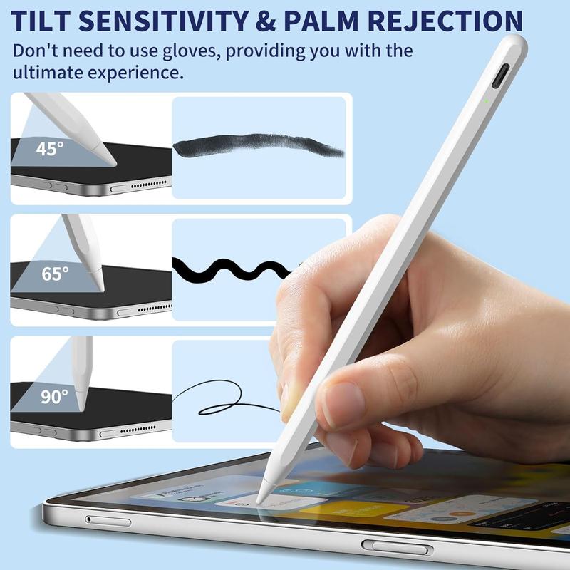 iPad Apple Pencil 9th&10th Generation, Fast Charge Stylus Pen for iPad Palm Rejection and Tilt Sensitivity, Compatible with iPad Pro 11 12.9in, iPad Mini 5 6, iPad 6 7 8 9 10, iPad Air 3 4 5 (White)