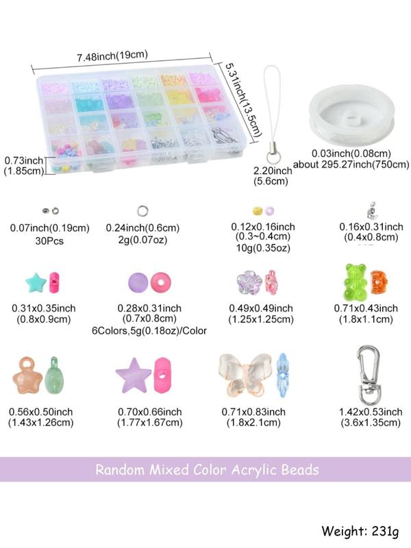 1 Set Diy Mobile Phone Strap Making Kit, Including Star & Butterfly Acrylic & Colorful Seed Beads, Alloy Clasps