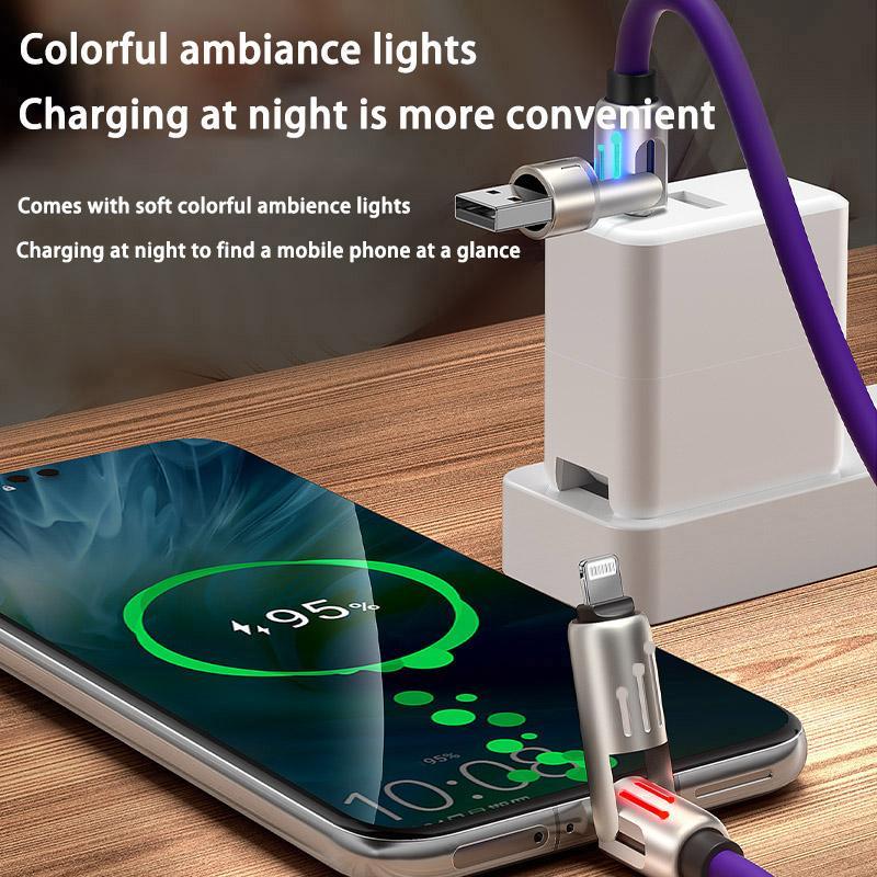 240W 4-in-1 USB-C Data Cable with Storage Bag, USB-A Type-C Multifunctional Zinc Alloy 240W Data Cable for iPhone 15 14 Mobile iPad Pro, Charging Cable for Phone