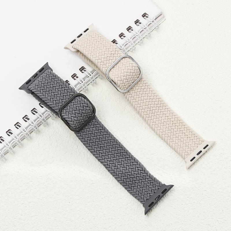 Adjustable Nylon Braided Watch Band (Band Only), 2 Counts Replacement Watch Band for iWatch Series 10 9 8 7 6 5 4 3 2 1, Smart Watch Accessories