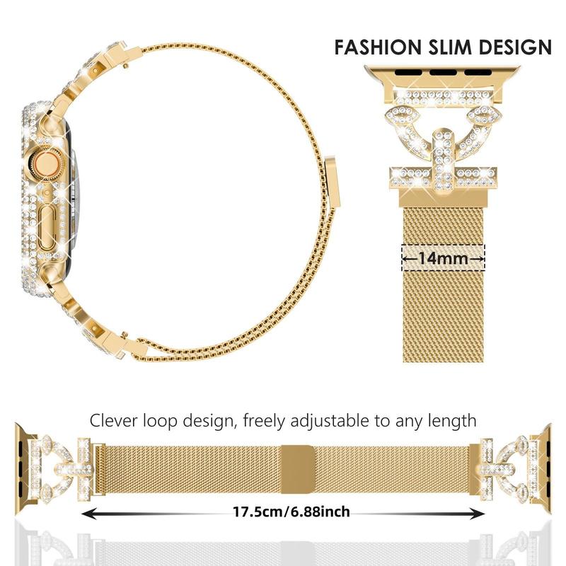 Magnetic Watch Band & Case Set, Fashion Watch Band & Case Set for Women, Wearable Accessories Compatible with Apple Watch Series 9 8 7