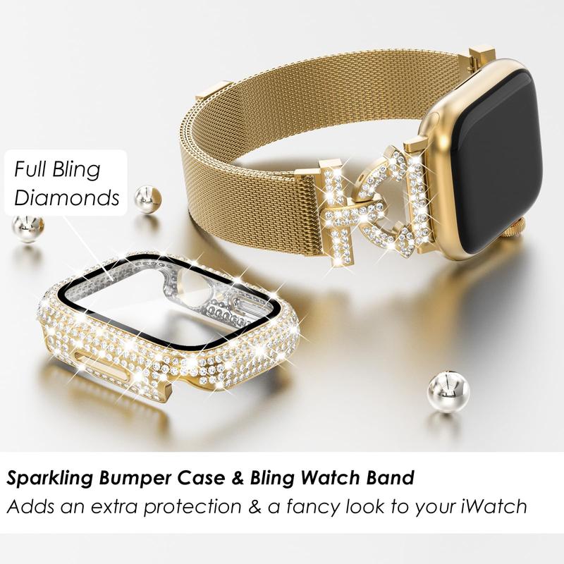 Magnetic Watch Band & Case Set, Fashion Watch Band & Case Set for Women, Wearable Accessories Compatible with Apple Watch Series 9 8 7
