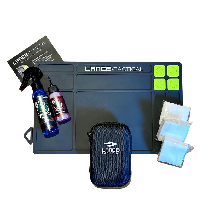 LANCE Tactical Ultimate Gear Cleaning Kit with Riptide Armory Advanced Cleaner & Oil, TacticalMat, and Over 300 Cleaning Patches Camera Smartphone