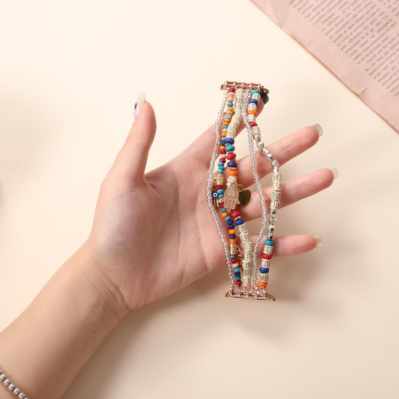 Boho Design Beaded Watch Band, Fashionable Watch Band for Women, Stretchy Watch Band Compatible with iWatch Band Series 3 2 1 Ultra