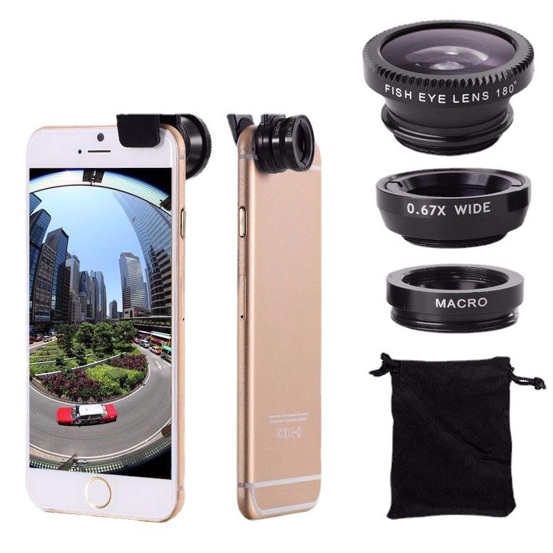 External Wide Angle Fish Eye Micro-lens Set for Cellphone,Phone Accessories.Portable Smartphone Camera Lens Set for Travel,Multifunctional Mobile Phone External Macro Lens Set Clip Fisheye [+2.50$ Get 2 Counts]