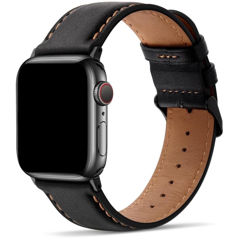Artificial Leather Watch Band (Band Only), Vintage Wristband Replacement Band Compatible with Apple Watch, Portable Watch External Accessories Compatible with iWatch Series 9 8 7 6 5 4 3 2 1, SE Sports & Edition