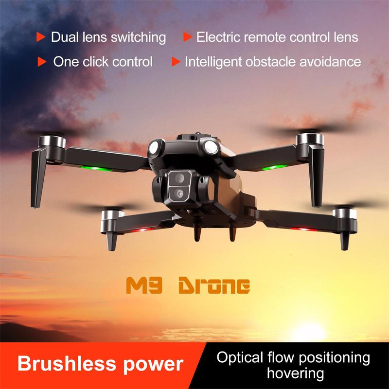 UJV  M9-2batteries Brushless Motor Dualcameras Aerial Drone -5Ox FOCus HDPixel, Level 4 Wind Resistant Drone, .Outdoor Aerial Photography Flyer forSocial Sharing, Birthday, ChristmasGifts for Kids Accessories