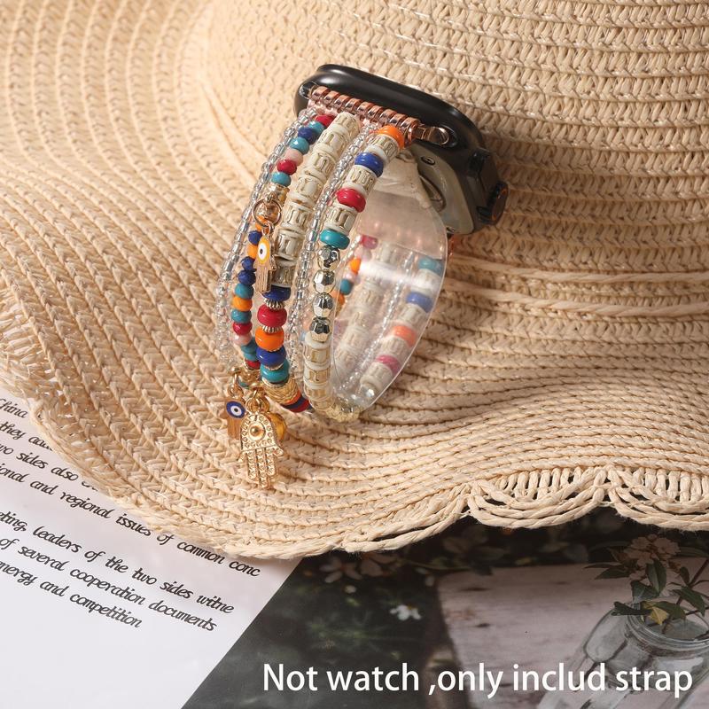Boho Design Beaded Watch Band, Fashionable Watch Band for Women, Stretchy Watch Band Compatible with iWatch Band Series 3 2 1 Ultra