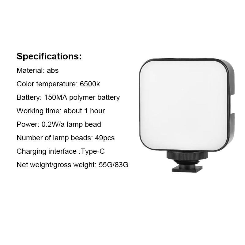 Portable LED Square Fill Light(1 Count), 10 Levels Brightness Clip Light, Video Call Live Fill Light for Mobile Phone Tablet Laptop Camera