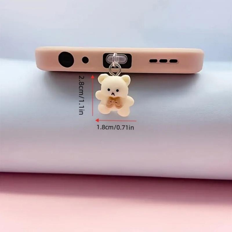 Cute Cartoon Bear Design Phone Charging Port Dust Plug, 1 Count Kawaii Phone Charging Port Dust Plug, Phone Accessories for iPhone & Type-C
