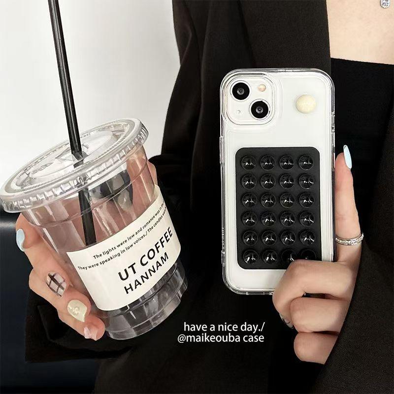 Silicone Suction Cup Phone Holder, Universal 3D Adhesive Cellphone Back Stand, Phone Accessories for iPhone & Android Phone