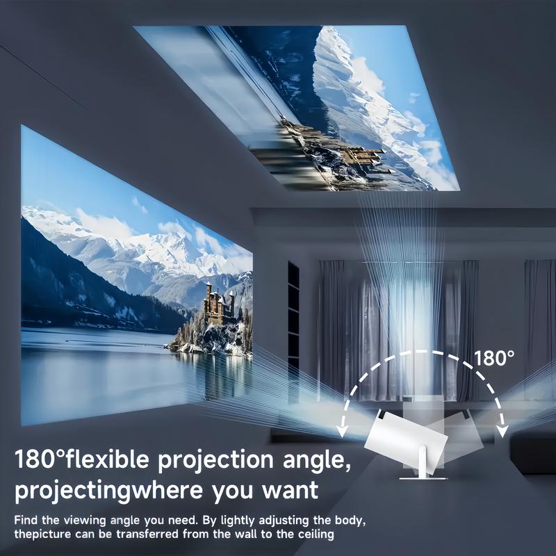 Mini Projector Portable, Christmas presents,4K 1080P Full HD Supported, WiFi6+Bluetooth 5.0,180°Rotatable Outdoor Projector,Built-in Android Homeuse Outdoor for Bedroom Christmas and New Year Gifts