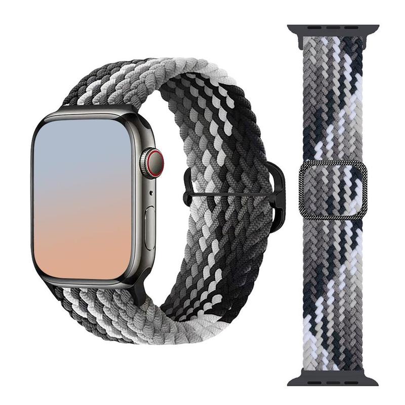 Adjustable Nylon Braided Watch Band (Band Only), 2 Counts Replacement Watch Band for iWatch Series 10 9 8 7 6 5 4 3 2 1, Smart Watch Accessories