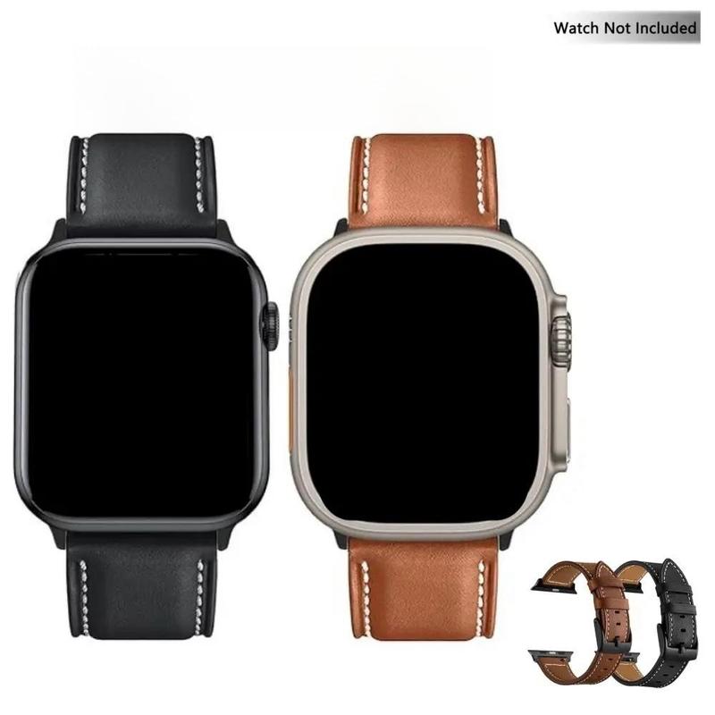 Artificial Leather Watch Band (Band Only), Vintage Wristband Replacement Band Compatible with Apple Watch, Portable Watch External Accessories Compatible with iWatch Series 9 8 7 6 5 4 3 2 1, SE Sports & Edition
