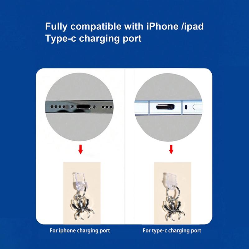 Creative Spider Design Phone Dust Plug, Phone Dust Plug, Phone Dust Plug Suitable for iPhone and Type-C Interface Mobile Phone