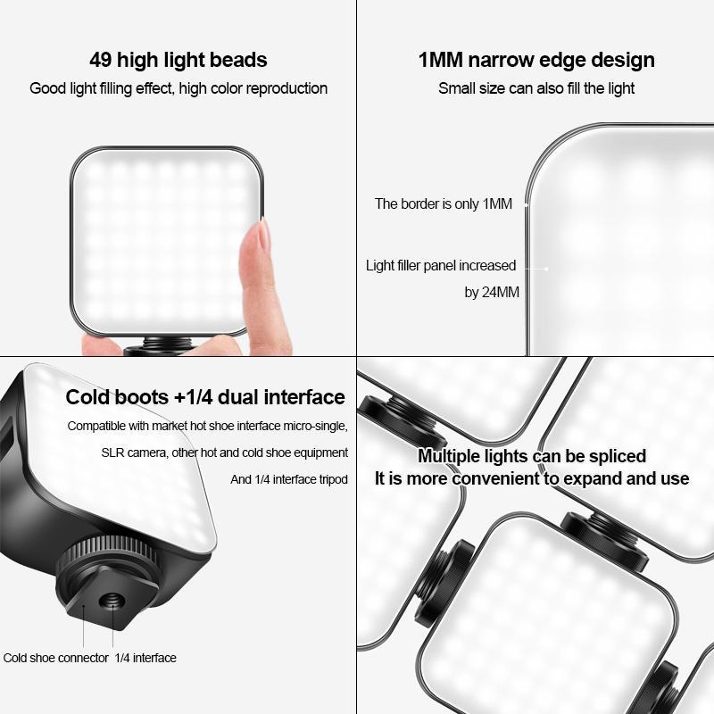 Portable LED Square Fill Light(1 Count), 10 Levels Brightness Clip Light, Video Call Live Fill Light for Mobile Phone Tablet Laptop Camera