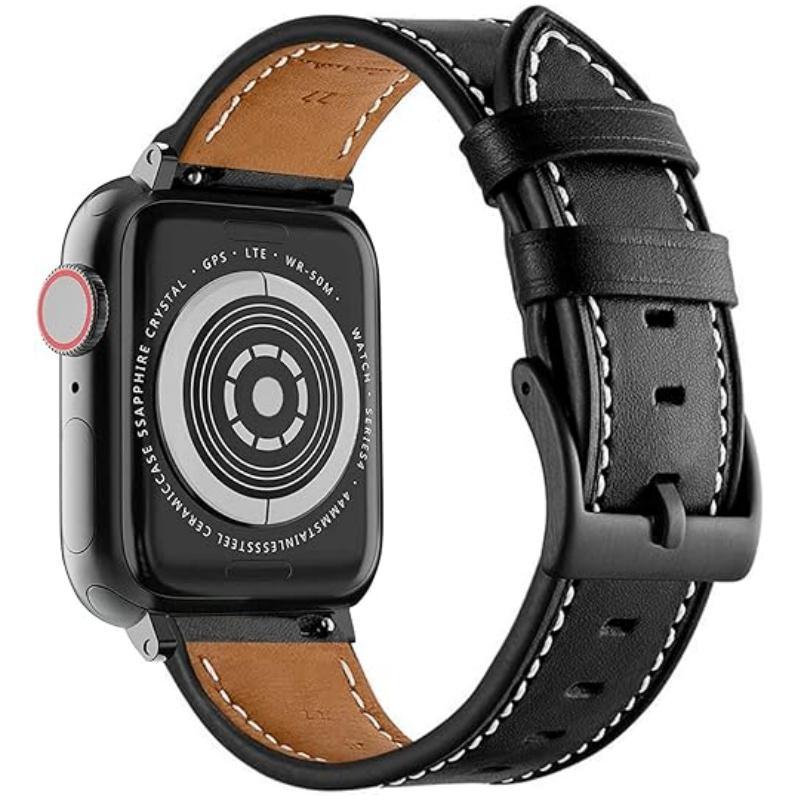 Artificial Leather Watch Band (Band Only), Vintage Wristband Replacement Band Compatible with Apple Watch, Portable Watch External Accessories Compatible with iWatch Series 9 8 7 6 5 4 3 2 1, SE Sports & Edition