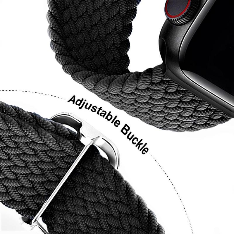 Adjustable Nylon Braided Watch Band (Band Only), 2 Counts Replacement Watch Band for iWatch Series 10 9 8 7 6 5 4 3 2 1, Smart Watch Accessories