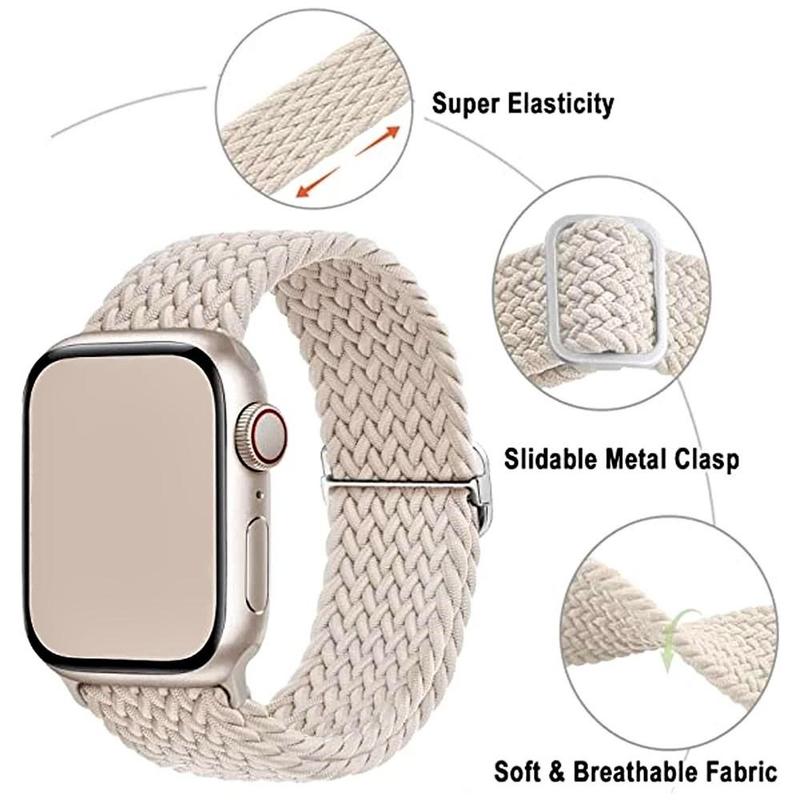 Adjustable Nylon Braided Watch Band (Band Only), 2 Counts Replacement Watch Band for iWatch Series 10 9 8 7 6 5 4 3 2 1, Smart Watch Accessories