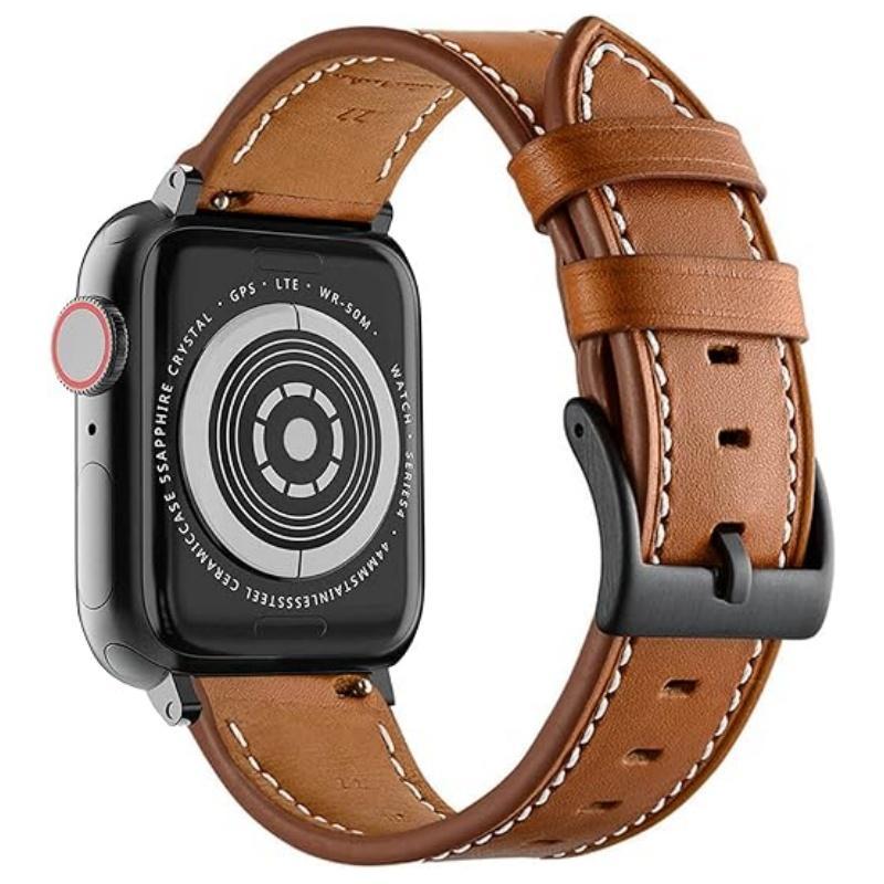 Artificial Leather Watch Band (Band Only), Vintage Wristband Replacement Band Compatible with Apple Watch, Portable Watch External Accessories Compatible with iWatch Series 9 8 7 6 5 4 3 2 1, SE Sports & Edition