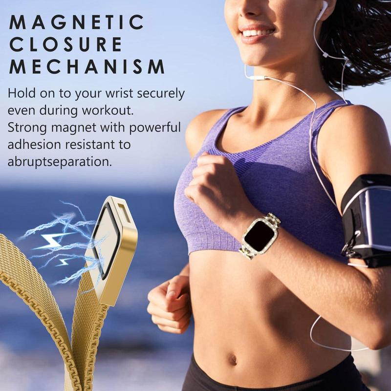 Magnetic Watch Band & Case Set, Fashion Watch Band & Case Set for Women, Wearable Accessories Compatible with Apple Watch Series 9 8 7