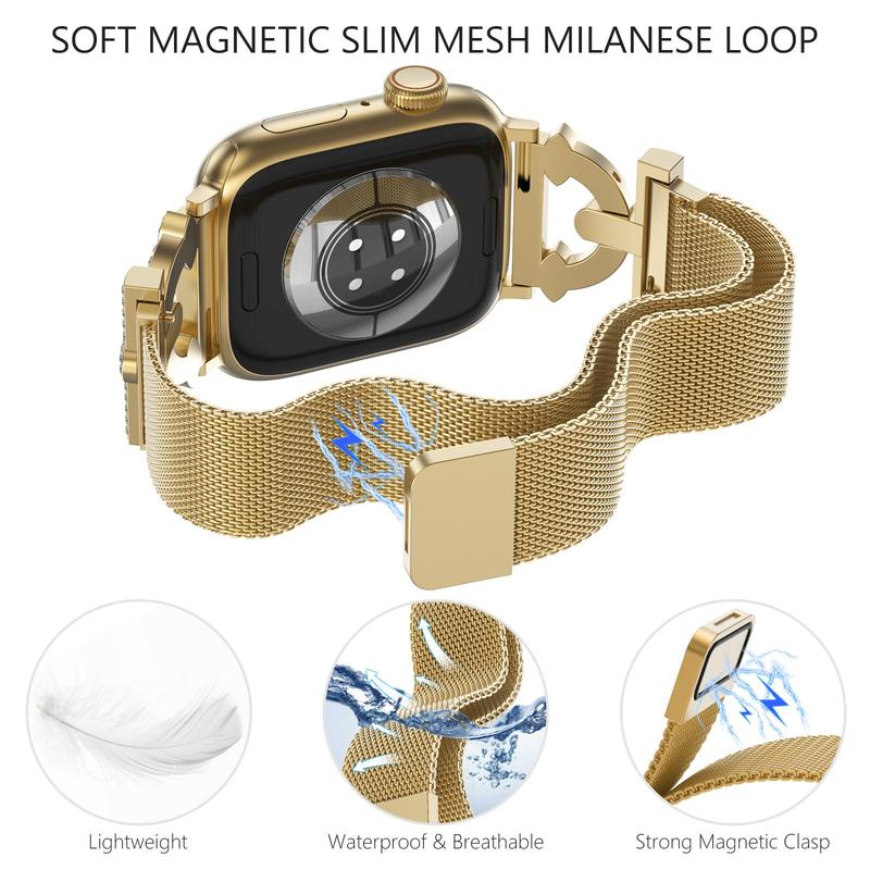 Magnetic Watch Band & Case Set, Fashion Watch Band & Case Set for Women, Wearable Accessories Compatible with Apple Watch Series 9 8 7
