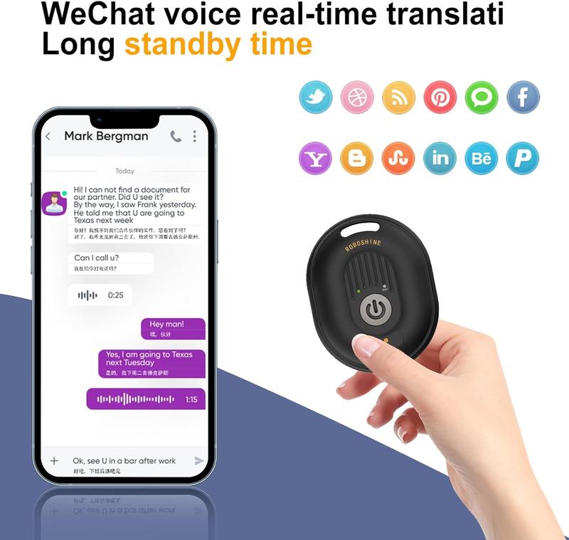 Instant translation device. Supports call translation in over 130 languages. 60 days standby. Very suitable for travel and community communication. 4