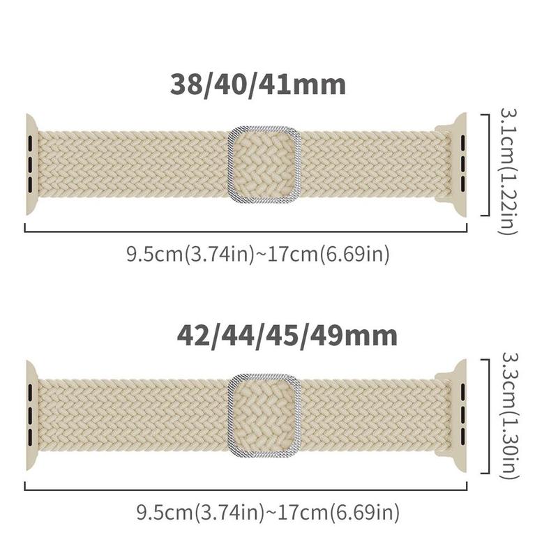 Adjustable Nylon Braided Watch Band (Band Only), 2 Counts Replacement Watch Band for iWatch Series 10 9 8 7 6 5 4 3 2 1, Smart Watch Accessories