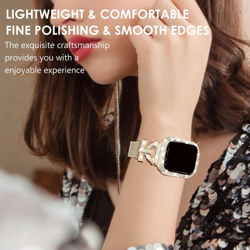 Magnetic Watch Band & Case Set, Fashion Watch Band & Case Set for Women, Wearable Accessories Compatible with Apple Watch Series 9 8 7