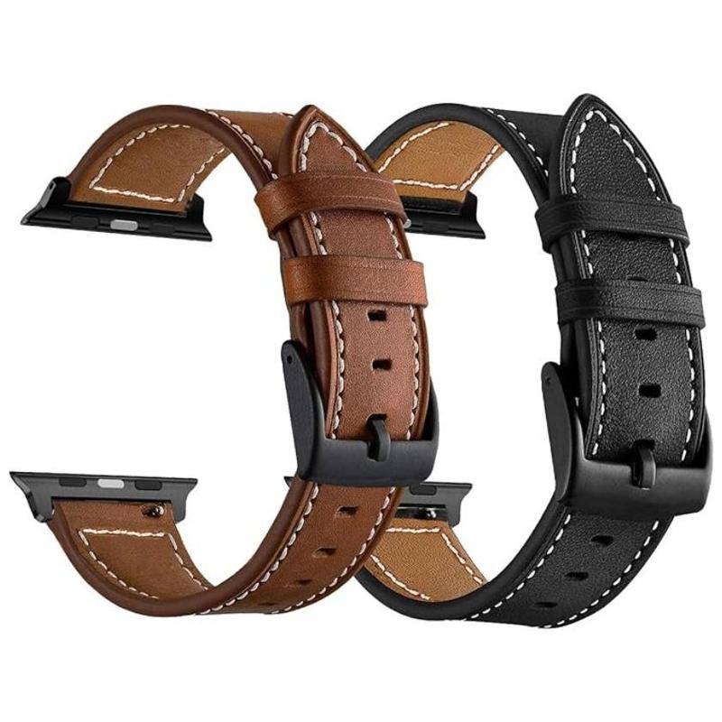 Artificial Leather Watch Band (Band Only), Vintage Wristband Replacement Band Compatible with Apple Watch, Portable Watch External Accessories Compatible with iWatch Series 9 8 7 6 5 4 3 2 1, SE Sports & Edition