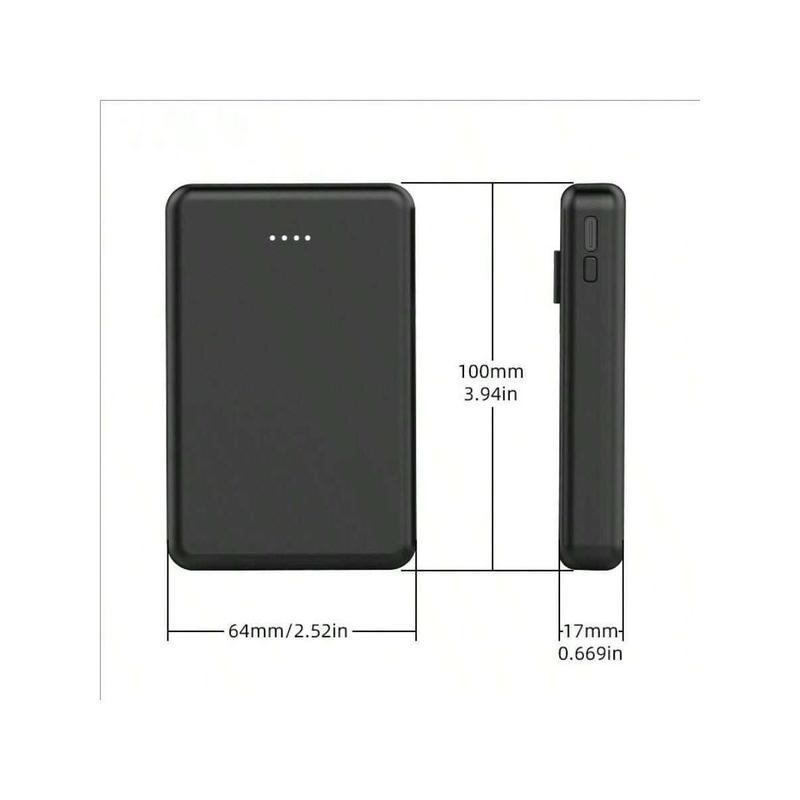 Mini Portable Mobile Phone Power Bank Charger 5000mAh, Input Type-C, USB C Block,4-USB Output Built-In Type-C Cable, Micro Cable, Suitable For IPhone Cable Charging, USB-A Output Interface, For IPhone ,  And Other Series