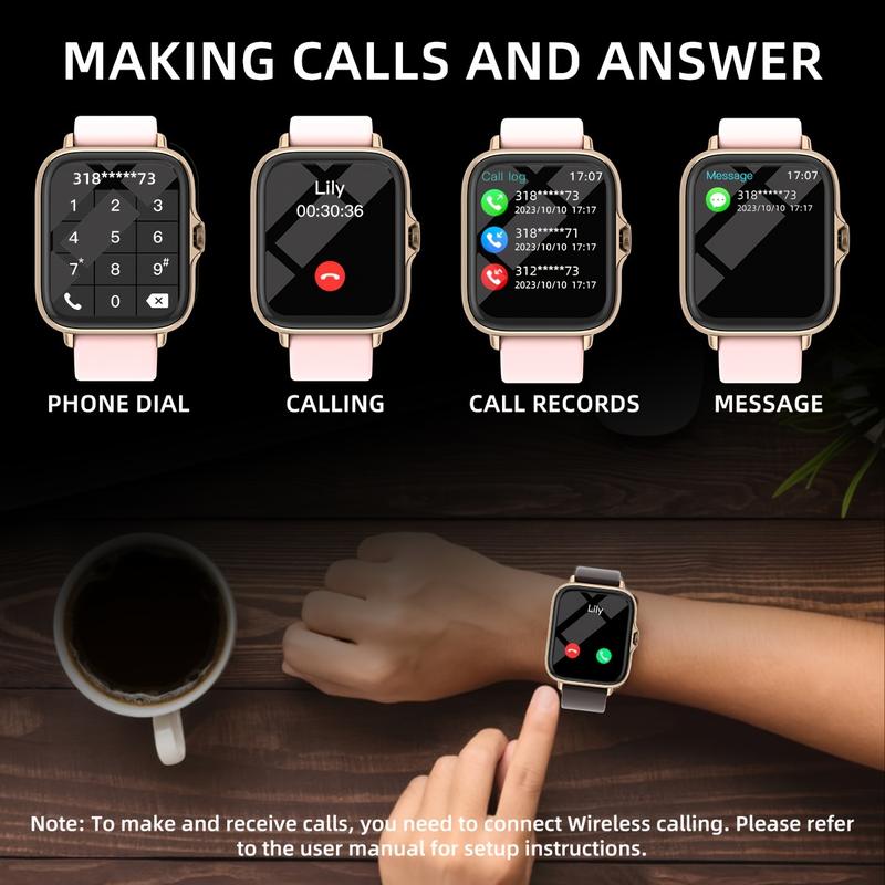 Waterproof Smart Watch, 1.83-Inch Full Touch Screen Display, with Messages, Answering Calls, Smart Watch, Sleep Monitoring, Sports Pedometer, Information Reminder, Suitable for iPhone Android Phones, Smart Bracelet, women's Men's Fitness Watch, Friend Gif