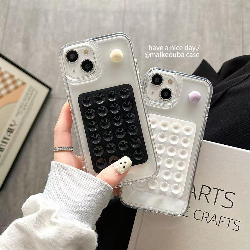 Silicone Suction Cup Phone Holder, Universal 3D Adhesive Cellphone Back Stand, Phone Accessories for iPhone & Android Phone
